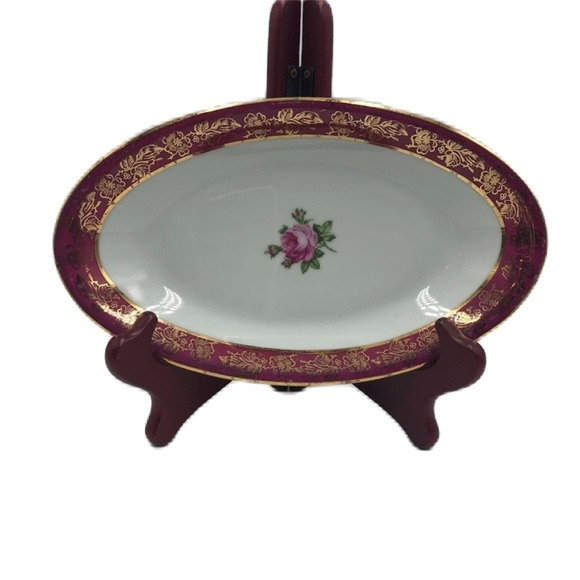 Vintage Fortuna Eisenberg Floral Pink Gold Rim Platter Dinnerware Collectible